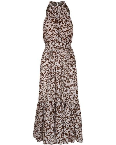 Michael Kors Floral-print Cotton Maxi Dress - Brown