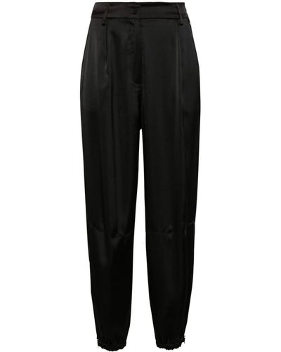 Herno Tapered Satin Trousers - Black