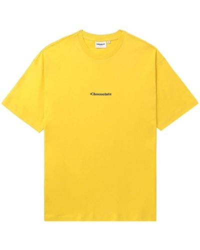 Chocoolate T-Shirt mit Logo-Print - Gelb