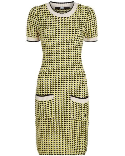 Karl Lagerfeld Bouclé-knit Short-sleeve Minidress - Green