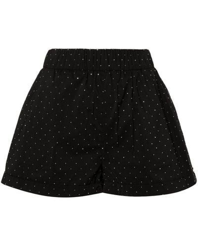 Nissa Rhinestoned Poplin Shorts - Black