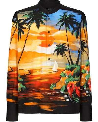 Dolce & Gabbana Camicia stampa hawaii - Arancione