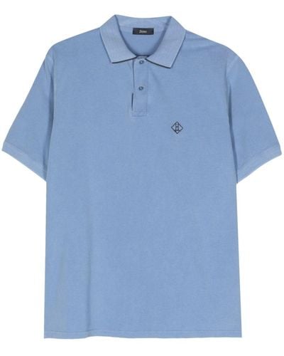 Herno Logo-embroidered Cotton Polo Shirt - Blue