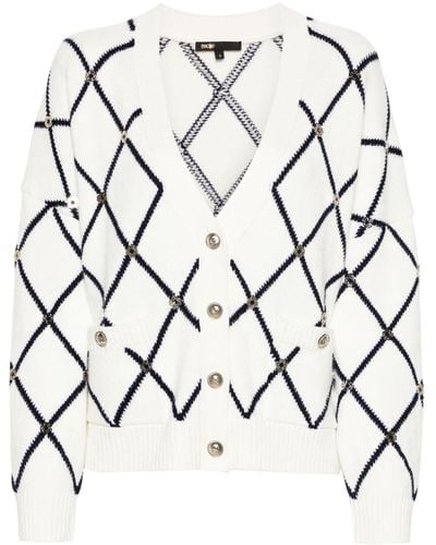 Maje Diamond-pattern V-neck Cardigan - Multicolour