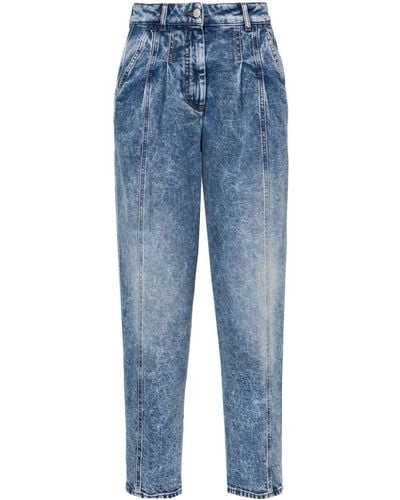 Peserico Bleach-wash Tapered Jeans - Blue