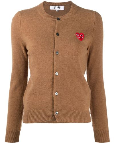 COMME DES GARÇONS PLAY Embroidered-logo Knit Cardigan - Brown