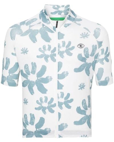 District Vision Floral-print Cycling Top - Blue