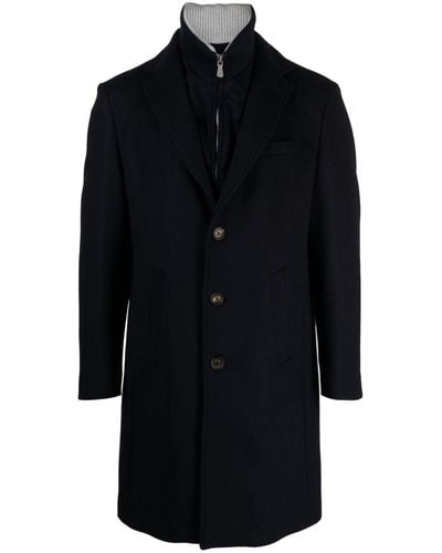 Eleventy Double-layer Long-length Single-breasted Coat - Black
