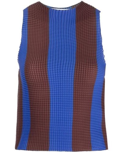 Sunnei Striped Sleeveless Cropped Top - Blue