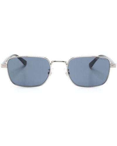 Montblanc Sonnenbrille mit eckigem Gestell - Blau