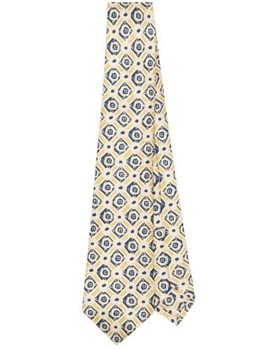 Kiton Cravate en soie à motif géométrique - Blanc