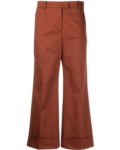 Alberto Biani Pressed-crease Cropped Tailored Trousers - Brown