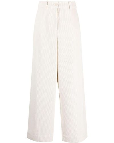 Essentiel Antwerp Corduroy Cropped Wide-leg Trousers - White