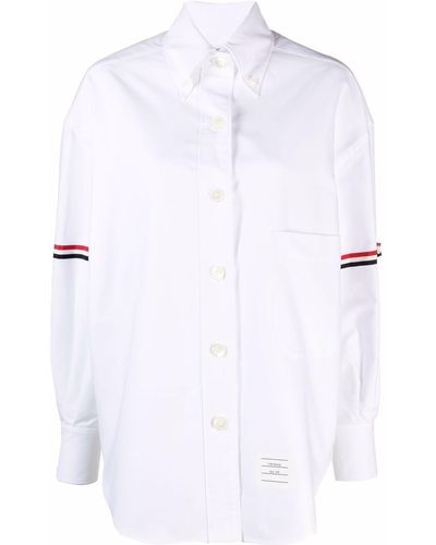 Thom Browne Button-collar Grosgrain Armband Shirt - White