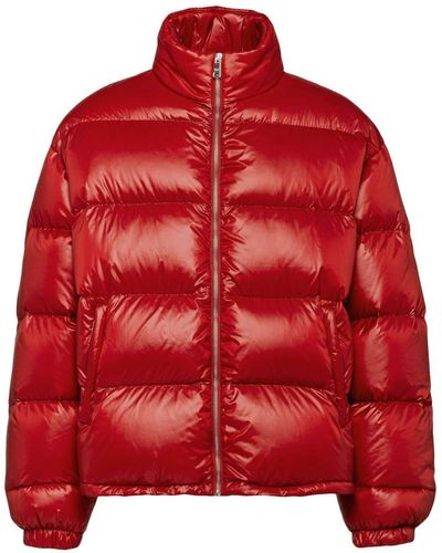 Prada Re-nylon Cropped Down Jacket - Red