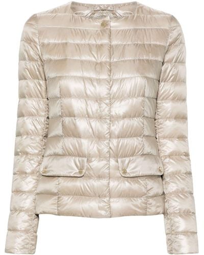Herno Press-stud Quilted Puffer Jacket - Natural