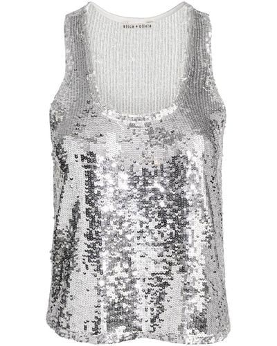 Alice + Olivia Avril Sequinned Top - Grey