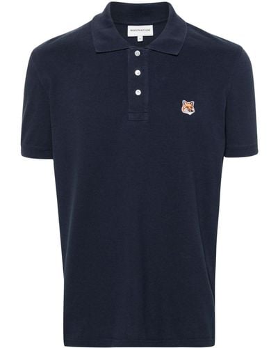 Maison Kitsuné Fox Head Cotton Polo Shirt - Blue