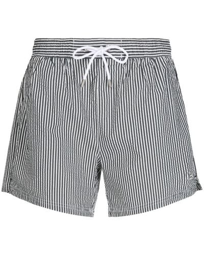 BOSS Velvetfish Striped Swim Shorts - Gray