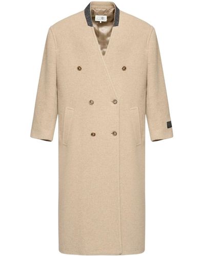 MM6 by Maison Martin Margiela Numbers-appliqué Double-breasted Coat - ナチュラル