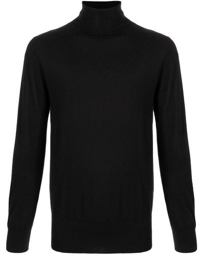 N.Peal Cashmere Fine Knit Roll Neck Sweater - Black