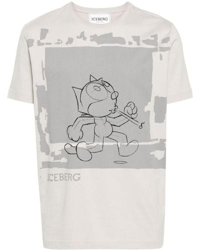 Iceberg X Felix The Cat Katoenen T-shirt - Grijs