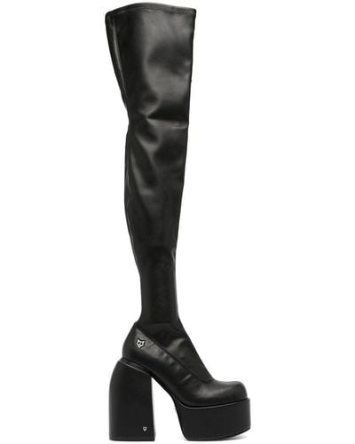 Naked Wolfe Juicy Thigh-high Platform Boots - Black