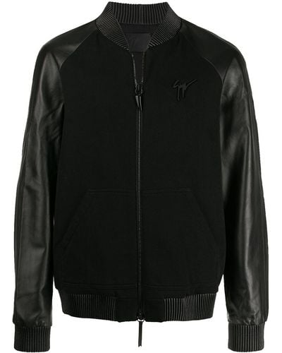 Giuseppe Zanotti Mixed Fabric Biker Jacket - Black