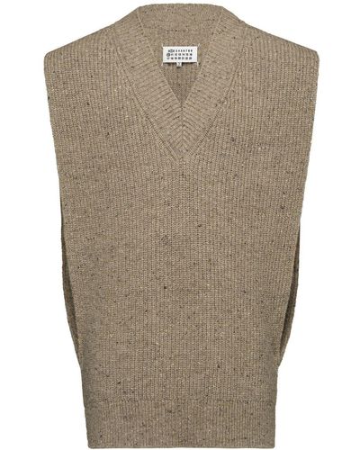 Maison Margiela Gilet en maille à col v - Marron