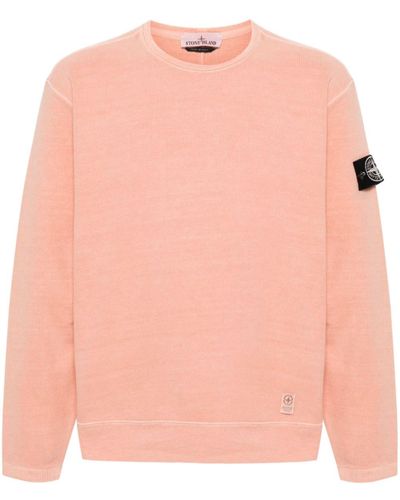 Stone Island Logo-appliquéd Cotton-jersey Sweatshirt - Pink