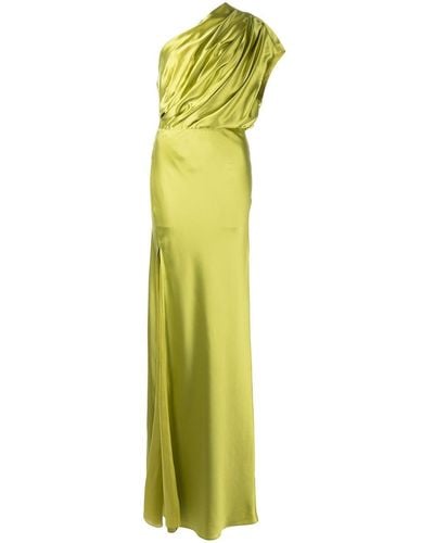Michelle Mason Asymmetric Open Back Gown - Green