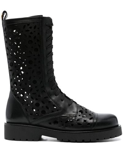 Twin Set Anfibio Leather Boots - Black