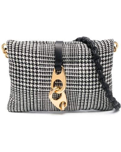 Clutch with chain - Wool tweed & gold-tone metal, multicolor