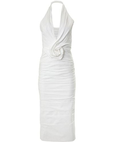 Carolina Herrera Twisted Flower Halterneck Dress - White