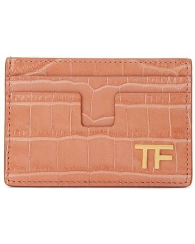 Tom Ford Crocodile-effect Leather Cardholder - Pink
