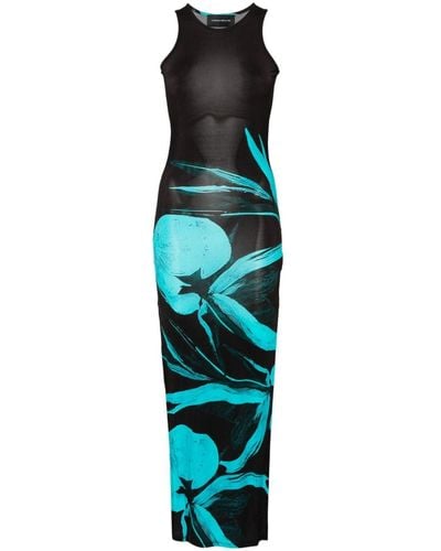 Louisa Ballou Sea Breeze Floral-print Dress - Blue