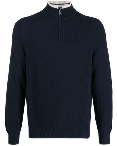 Fedeli Favonio Fine-knit Cashmere Sweater - Blue
