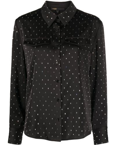 Maje Rhinestone-embellished Satin Shirt - Black