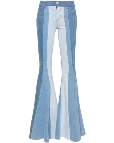 Liu Jo Flared Stretch Cotton Patchwork Design Jeans - Blue