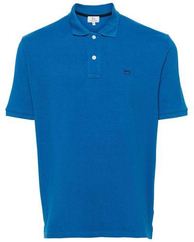 Woolrich Logo-embroidered cotton polo shirt - Blau