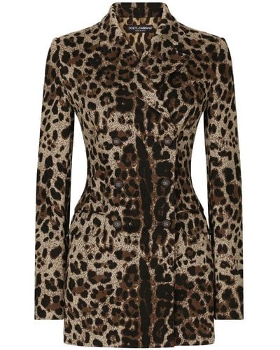 Dolce & Gabbana Veste croisée Turlington en laine Jacquard léopard - Noir