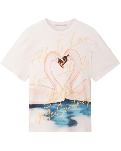 Stella McCartney T-Shirt mit küssenden Schwänen - Weiß