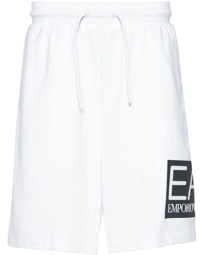 EA7 Short de sport à logo imprimé - Blanc