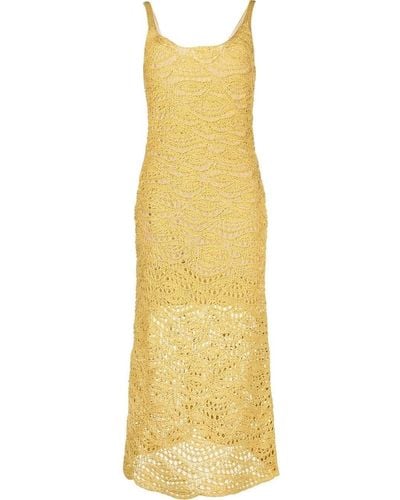 Fabiana Filippi Open-knit Cotton Dress - Yellow