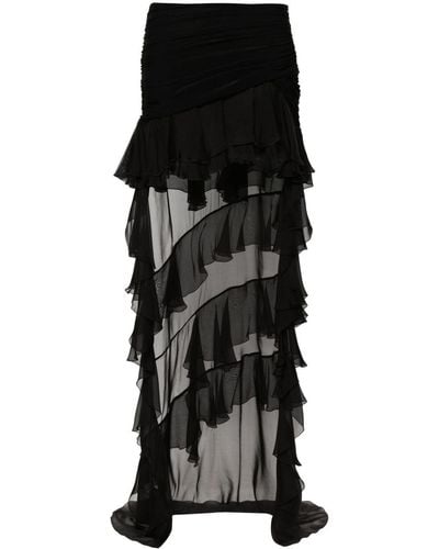 Blumarine Ruffled high-low skirt - Negro