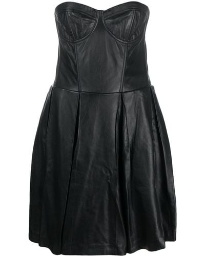 Munthe Lambert レザー ビスチェ ドレス - ブラック