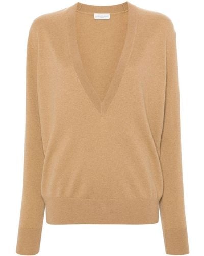 Dries Van Noten V-neck Cashmere Sweater - Natural