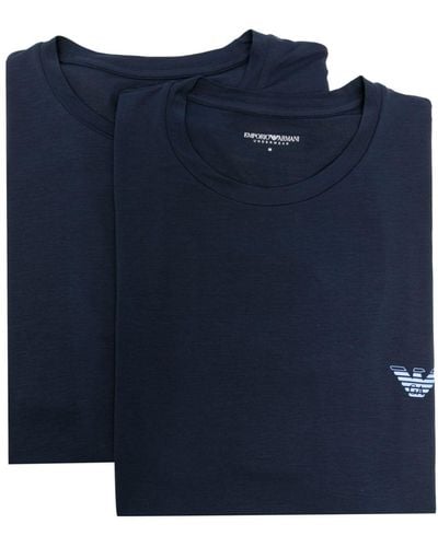 Emporio Armani T-Shirt mit Logo-Print (2er-Set) - Blau