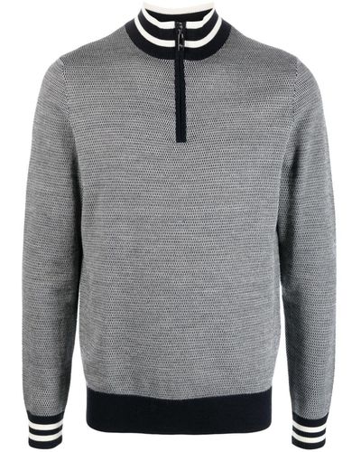 Pal Zileri High-neck Wool-blend Knitted Sweatshirt - Gray