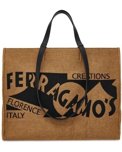 Ferragamo Venna Shopper Met Geborduurd Logo - Zwart